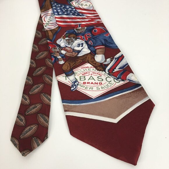 Tabasco Other - Tabasco Vintage Football Americana Heritage USA Silk Necktie Logo 56" Sporty
